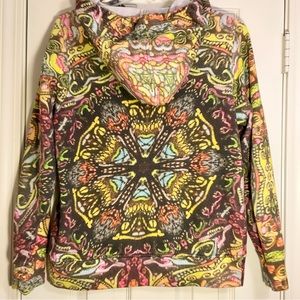Print All Over Me-PAOM XXS Zip Sweatshirt Hoodie 100% Cotton Green/Yellow design